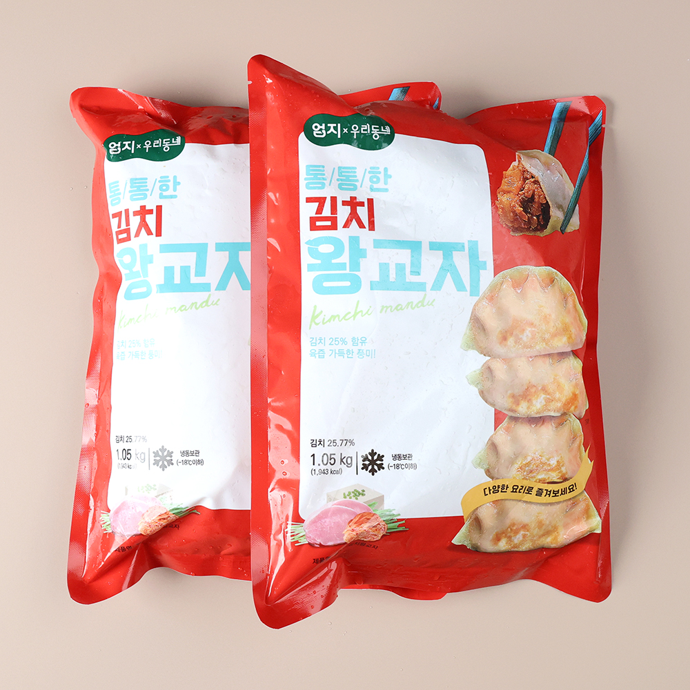 엄지식품 엄지척 왕교자 만두 튀김 찐 만두 김치, 1.05kg, 8개