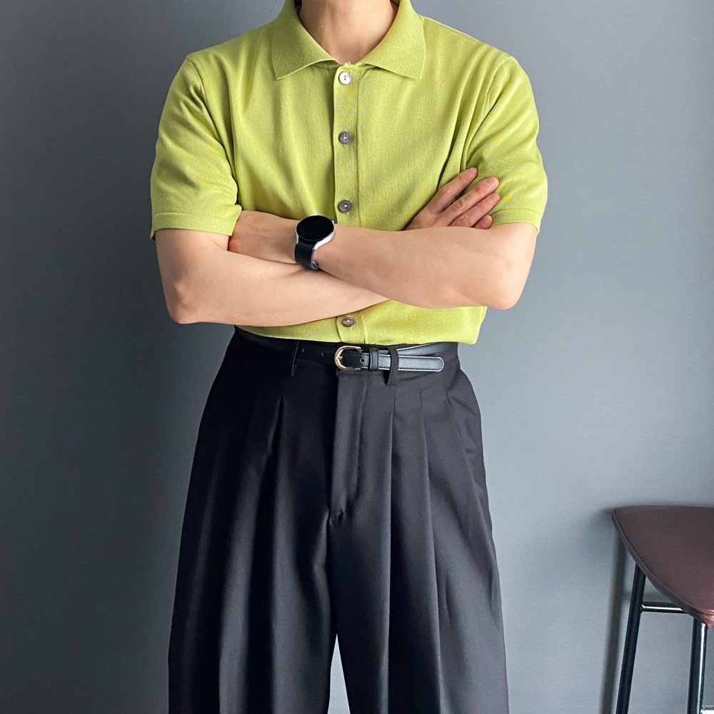 남자반팔가디건 남자 여름 카라 반팔 가디건 - 상세 이미지 4