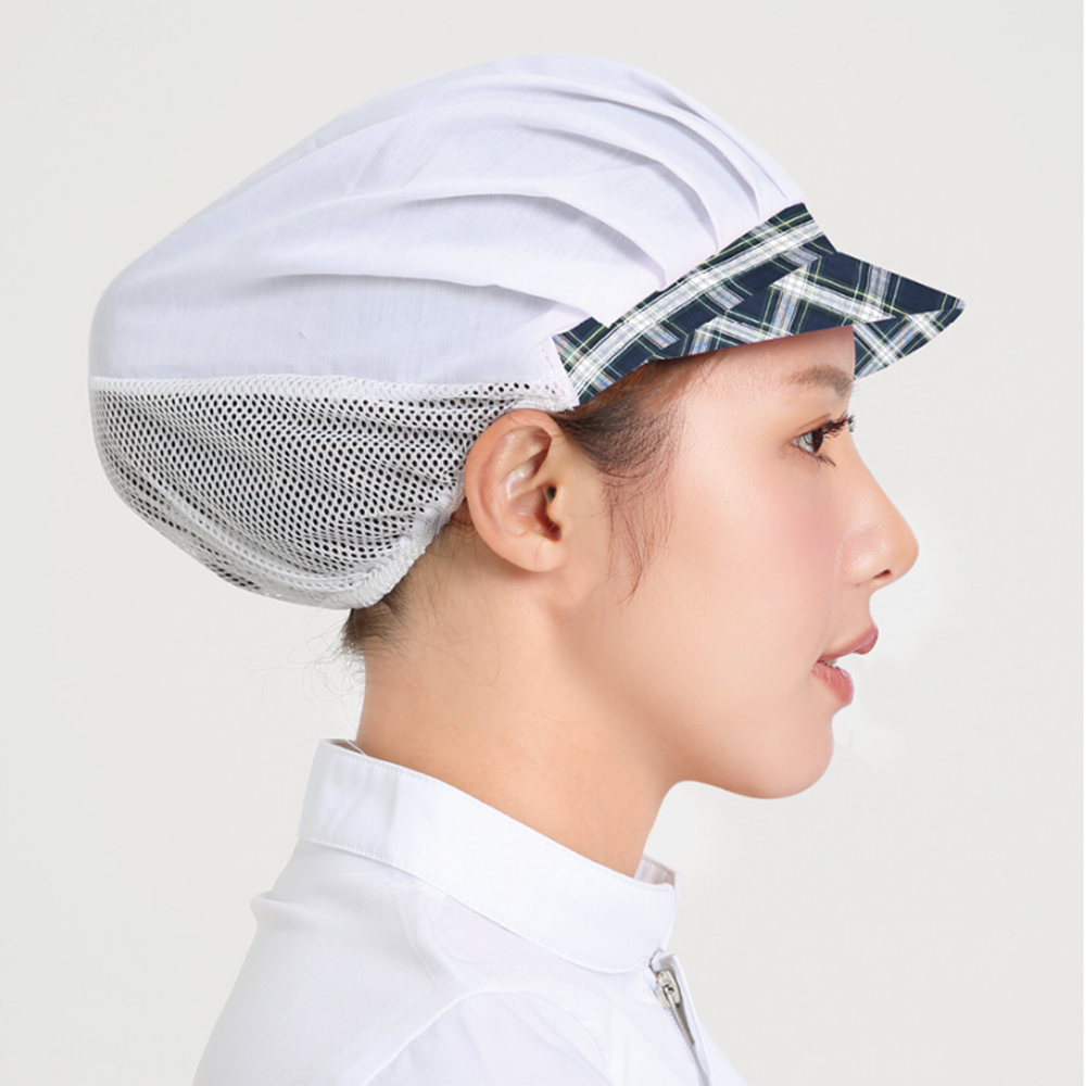 타탄체크 반망사위생모자 식당 급식실 식품위생모자 - 상품 이미지