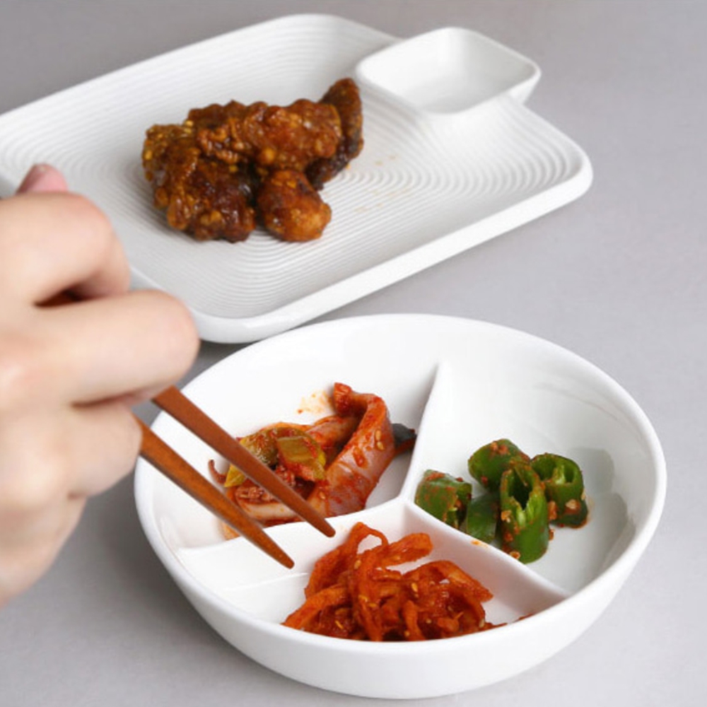 나눔반찬통 3칸 도자기 칸칸이반찬통 나눔접시 - 상세 이미지 3