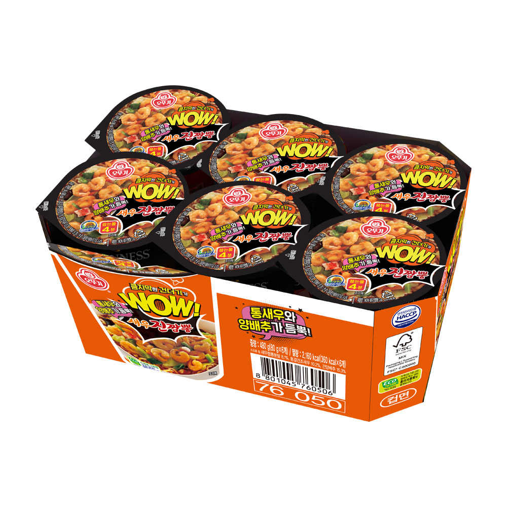 오뚜기 WOW 새우진짬뽕 컵 80g 6개