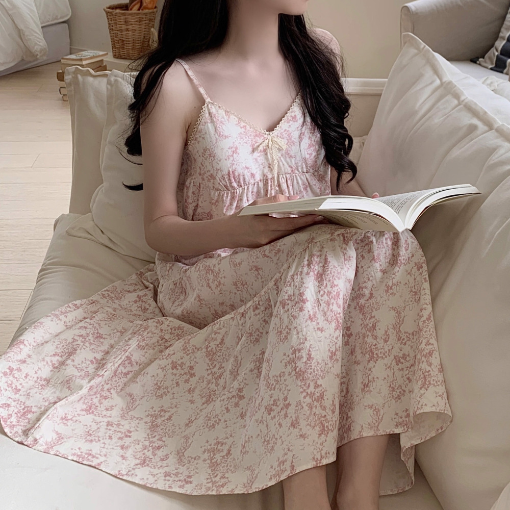 캡내장잠옷 나시원피스잠옷 브라탑원피스 뜨왈 민소매 파자마 홈웨어 - 상세 이미지 3