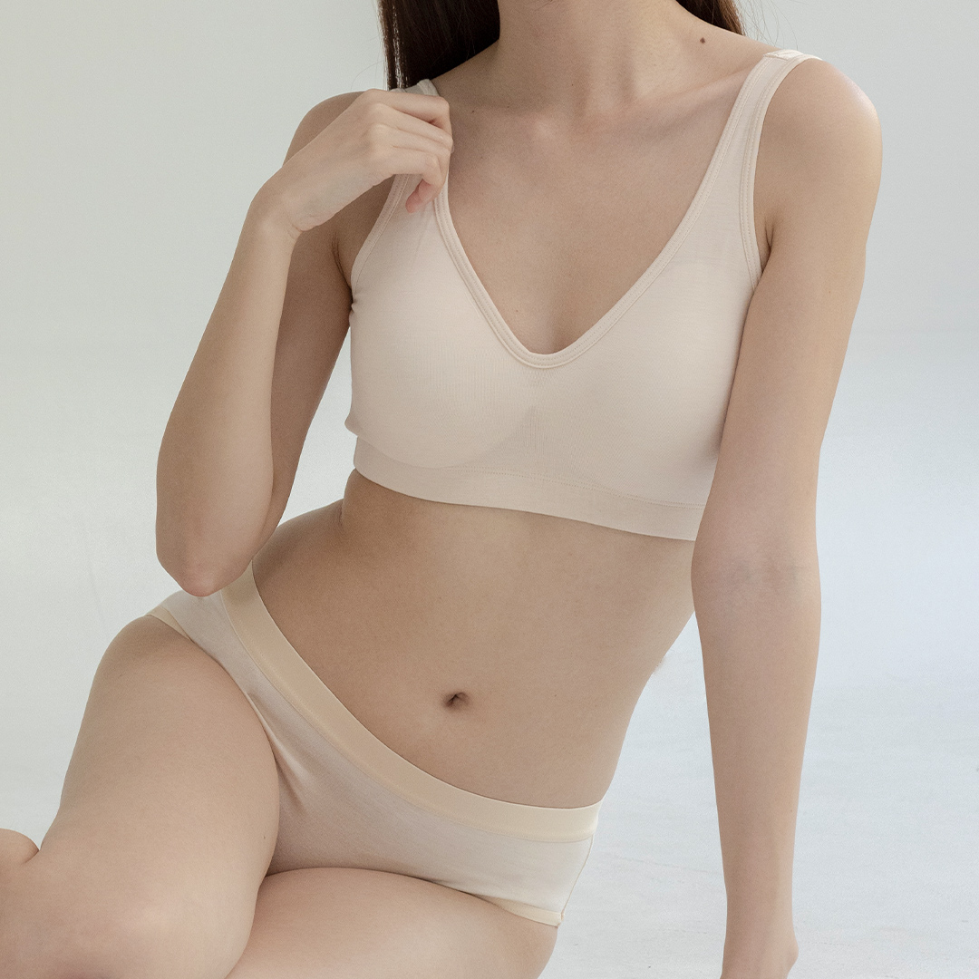 싸이클린 브라팬티세트 프리미엄 실크 브라렛 여성팬티 일체형 볼륨패드 윗가슴브라 이미지 7