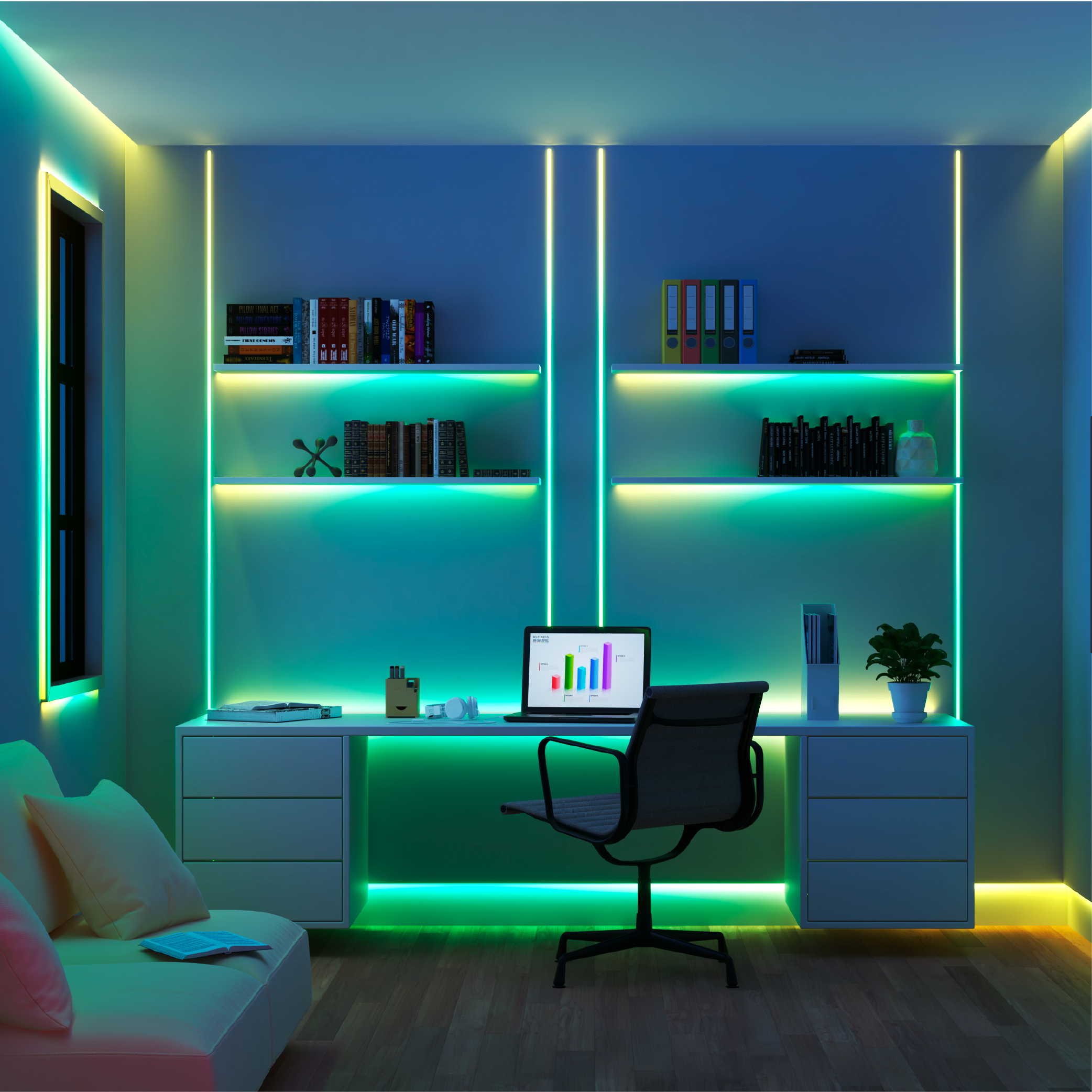 필립스 위즈 멀티 컬러 LED 스트립 라이트 붙이는 줄조명 간접조명 5M 1팩 x RGBIC