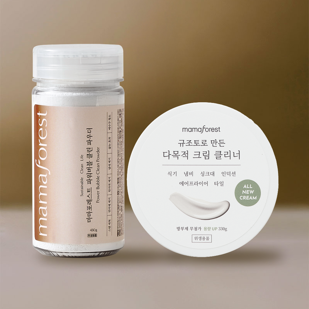 마마포레스트 찌든때 클리너세트 [파워버블 클린 파우더 ALL NEW 규조토크림클리너]