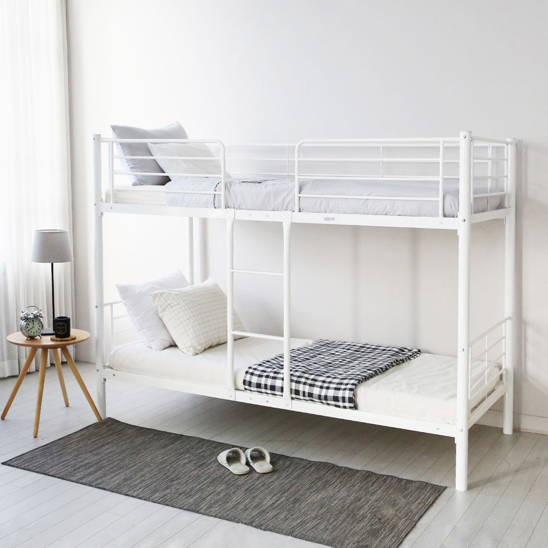 [선물이벤트] 일루일루 코지 싱글 분리형 2층침대 프레임 성인 이층 저상형 철제 기숙사