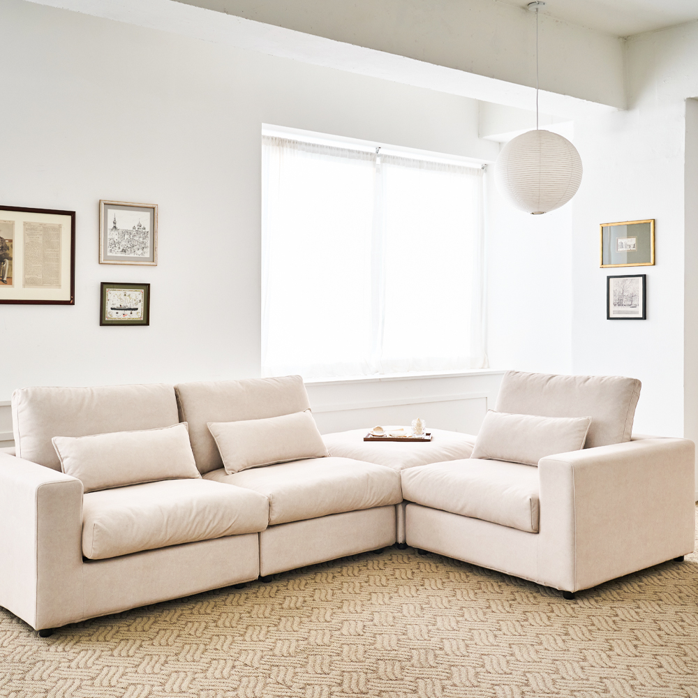 폴로까사 힐링미 워셔블 풀커버 모듈 3인용 조야 패브릭 소파