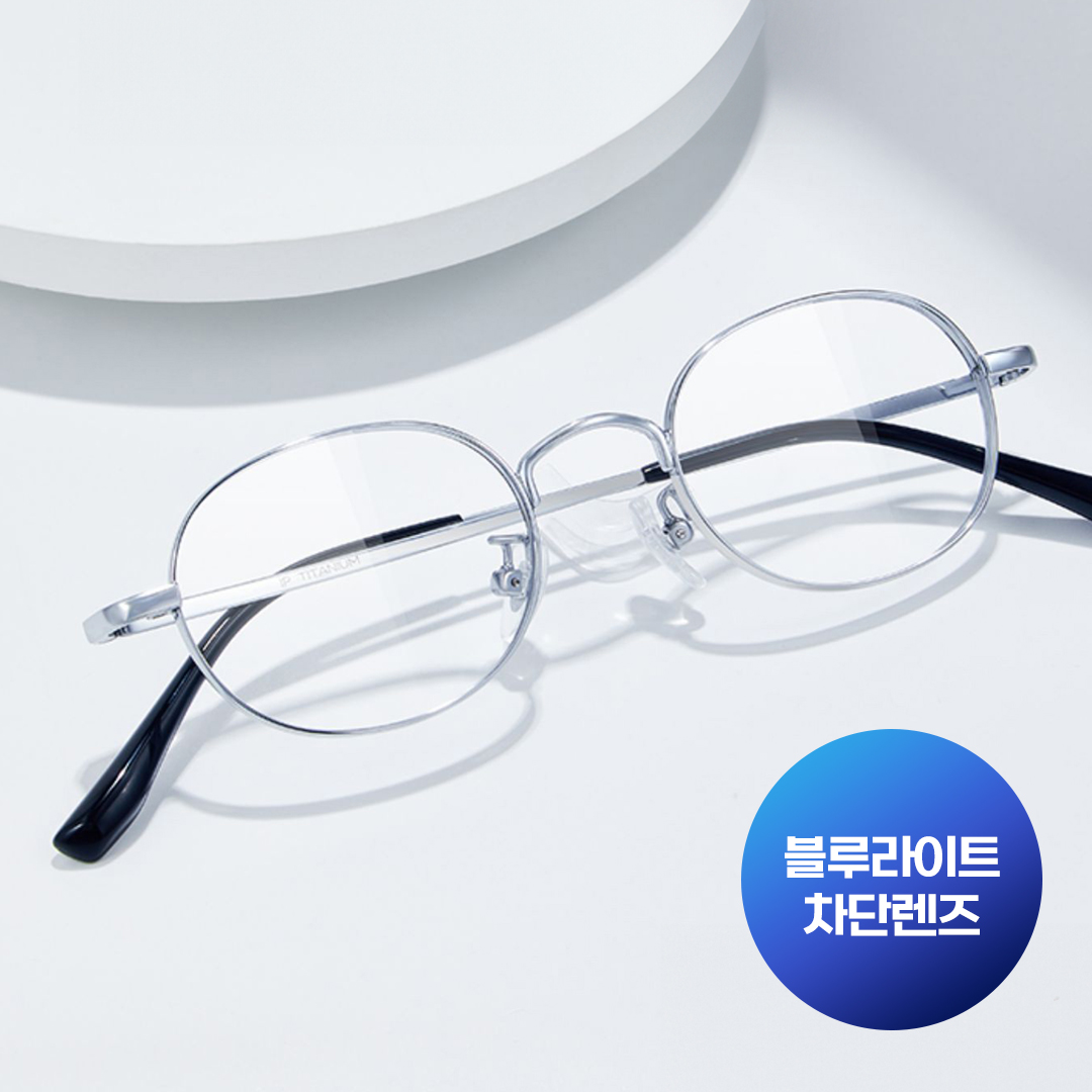 LICOV 긱시크 작은알 블루라이트차단 시력보호 일본 감성 타원형 안경 - 상품 이미지