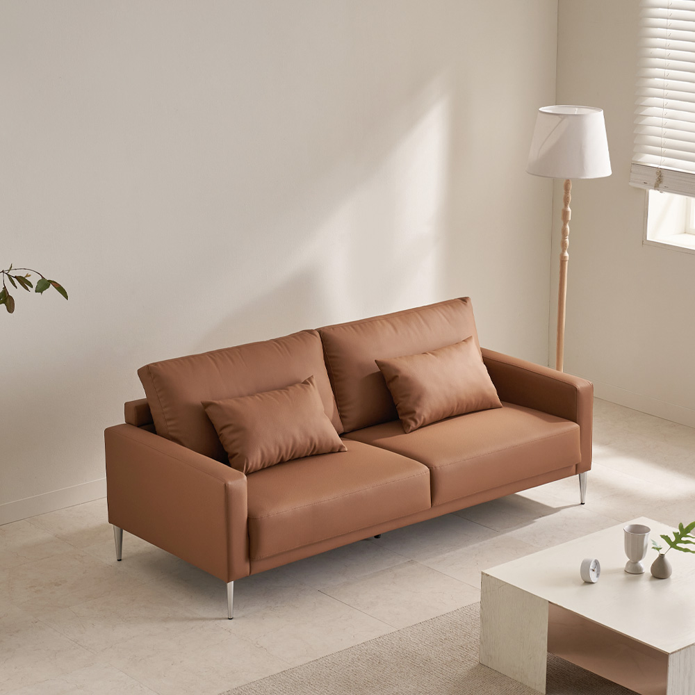 [최대행사] 케이하우스홀드 모튼 3인용 가죽소파 쿠션감 모던디자인 호텔 패밀리 가족 거실