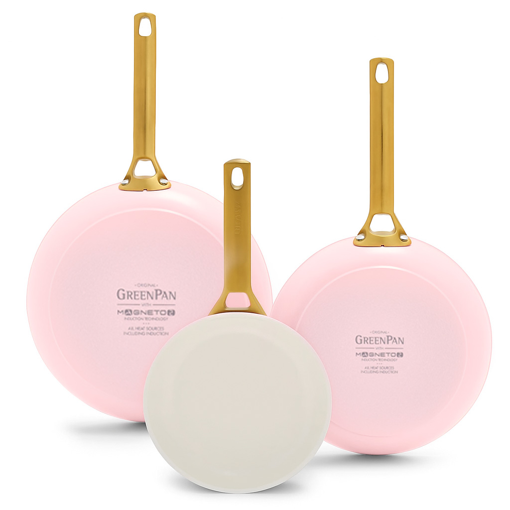 그린팬 파도바 세라믹 논스틱 코팅 인덕션 골드 프라이팬 셀럽 3종세트 20+24+28cm, 블러쉬핑크 - 상세 이미지 2