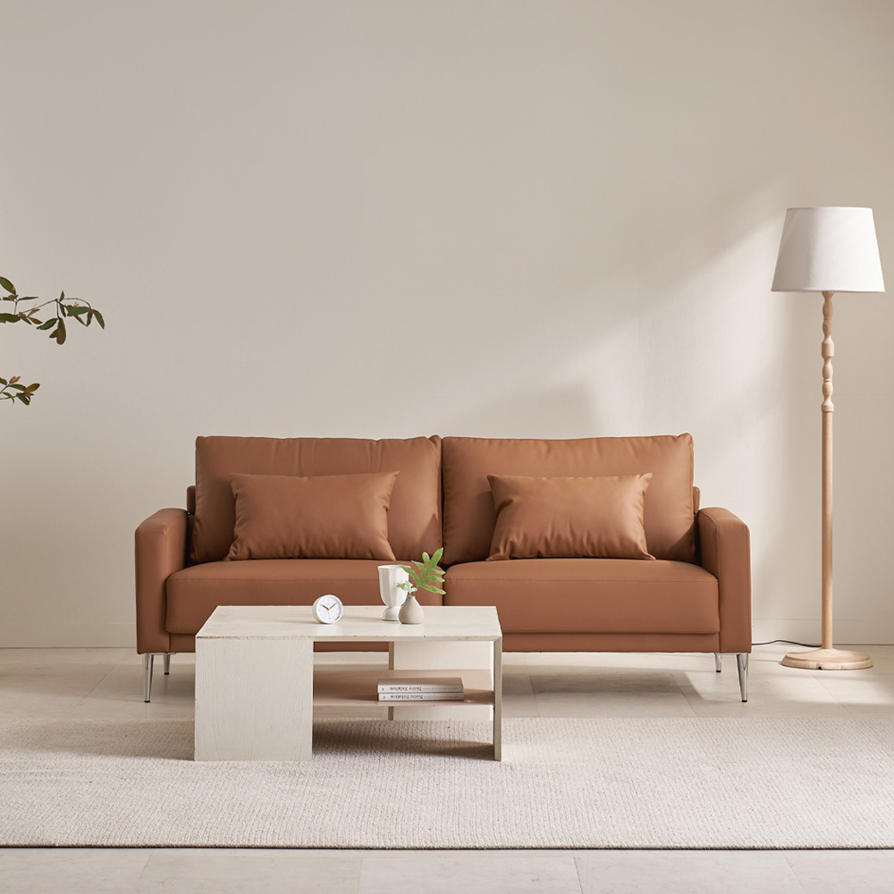 케이하우스홀드 모튼 3인용 가죽소파 쿠션감 좋은 모던디자인 호텔감각 패밀리 가족 거실 소파