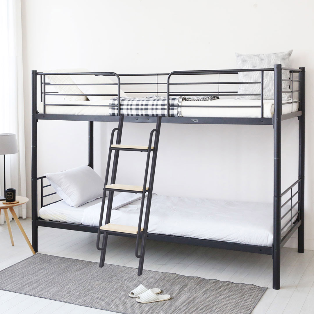 [선물이벤트] 일루일루 코지 싱글 분리형 2층침대 프레임 성인 이층 저상형  철제 기숙사