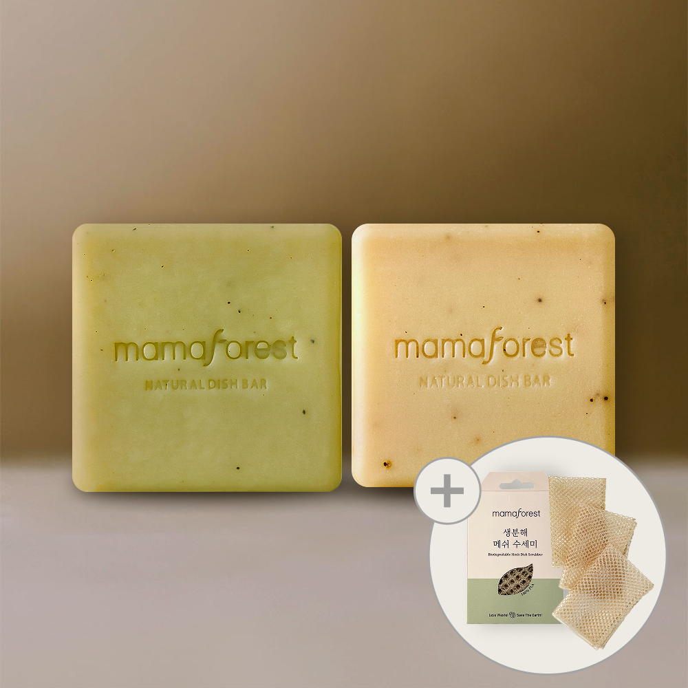 마마포레스트 디쉬바 설거지바 설거지비누 천연 주방세제 수세미 세트 1+1