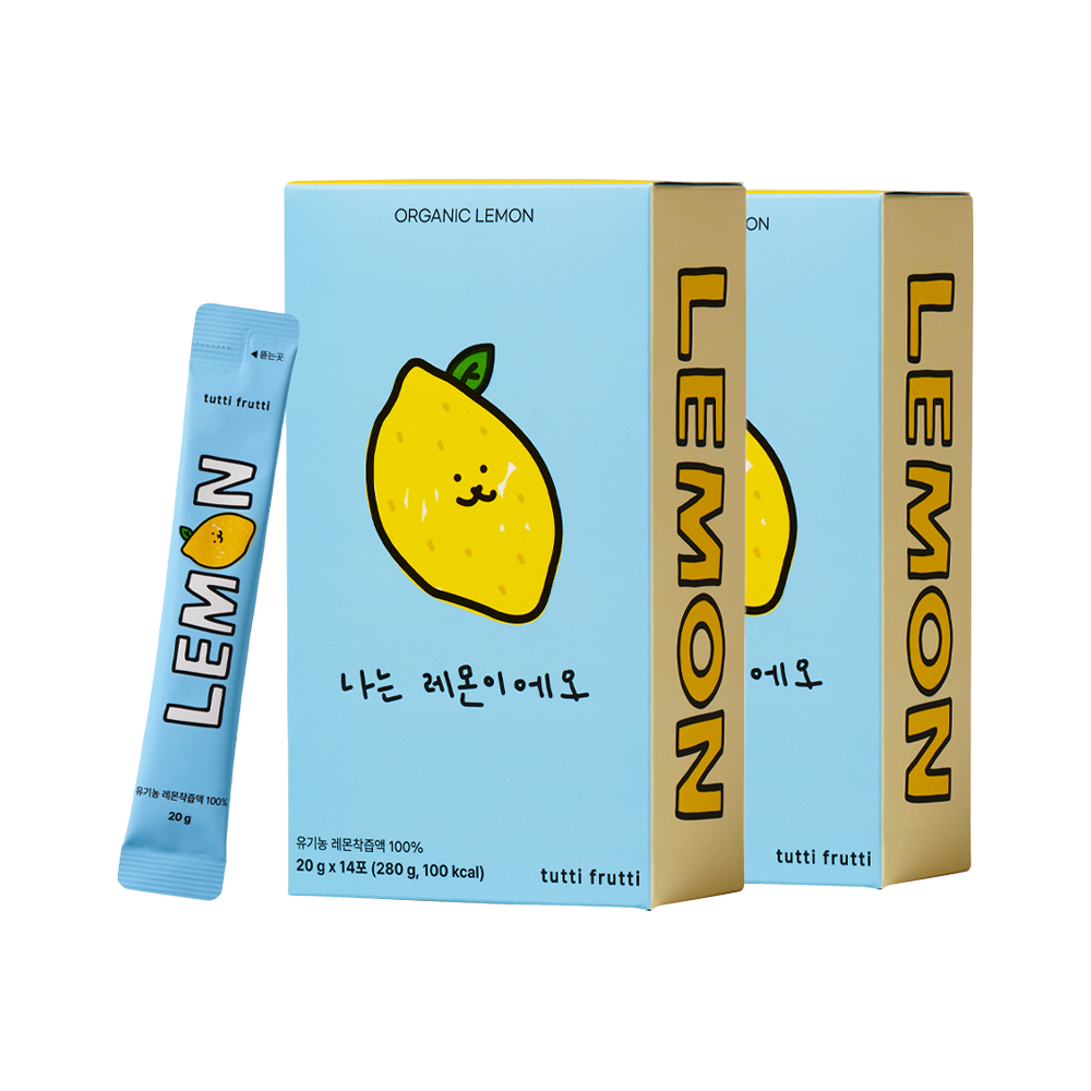 뚜띠프루티 유기농 레몬즙 스틱 NFC 착즙 100% 레몬수 원액 14포, 2개