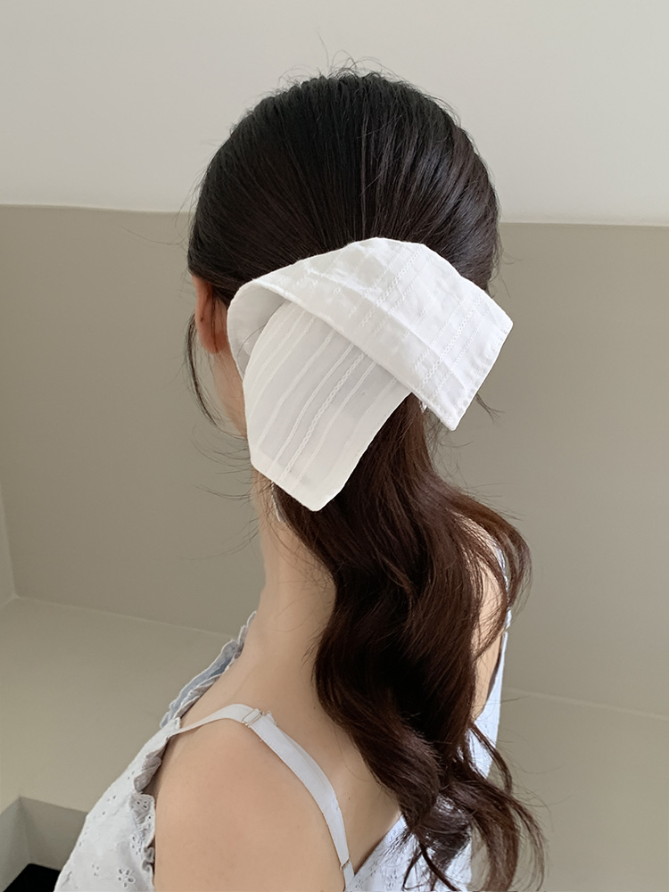 [자체제작] 코지 반다나 스크런치 - 사각 여성 코튼 자수 레이스 프릴 빅사이즈 곱창밴드 - 상품 이미지