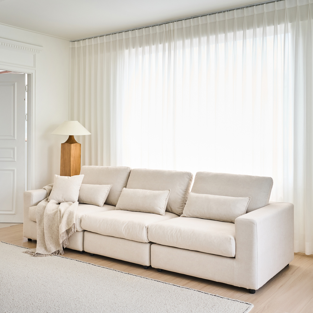 폴로까사 힐링미 워셔블 풀커버 모듈 3인용 조야 패브릭 소파