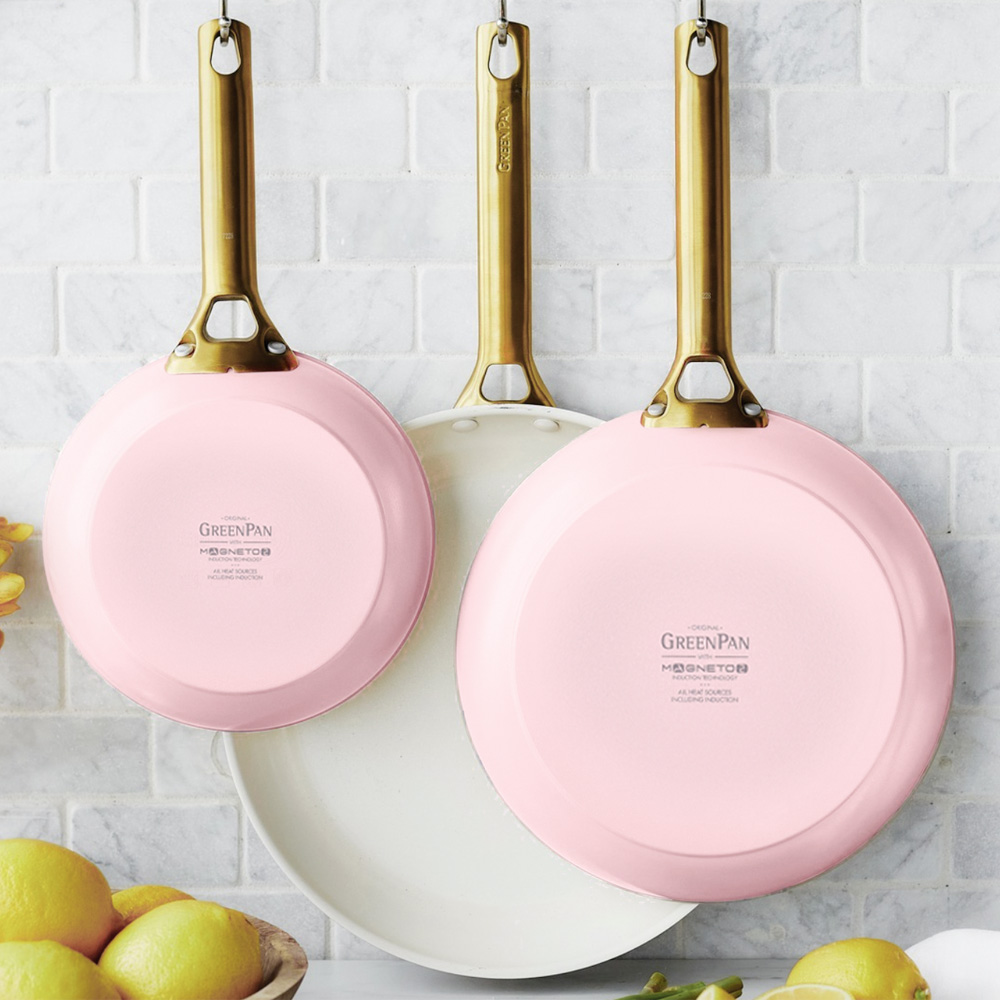 그린팬 파도바 세라믹 논스틱 코팅 인덕션 골드 프라이팬 셀럽 3종세트 20+24+28cm, 블러쉬핑크