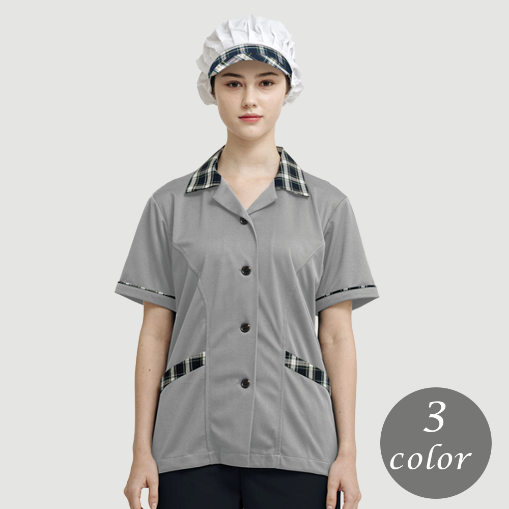 (3color)타탄기능성 반팔위생복 급식실위생복 - 상세 이미지 2