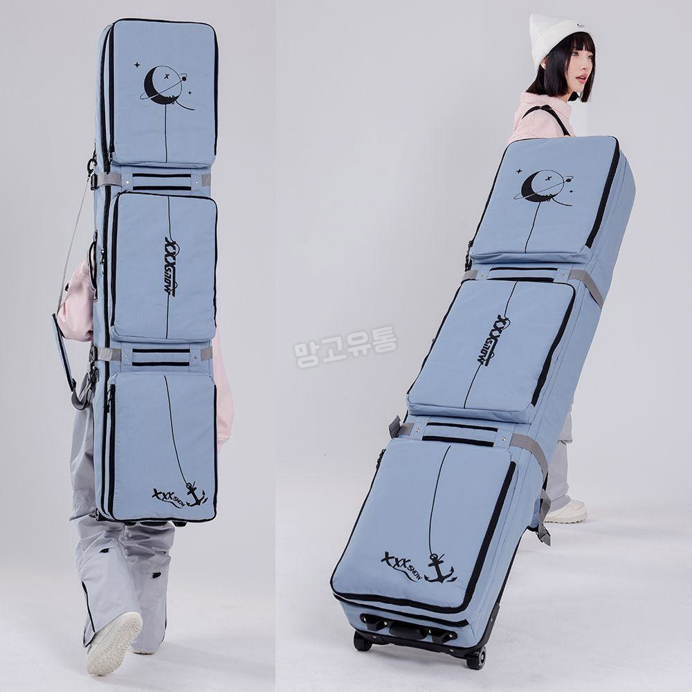 스노우보드 가방 더블 배낭 바퀴달린 블랙(레드패턴) 166x36cm - 상품 이미지