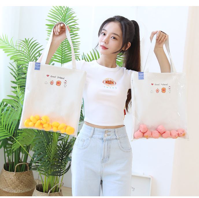땡큐베리메르시 투명창 에코백 콘서트 덕질템 꾸미기 가방 재밌는 여름 소품 비치백 - 상세 이미지 4