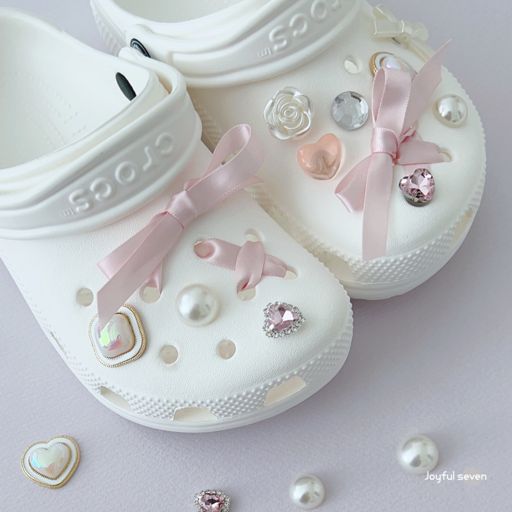 크록스 고양이 키티 지비츠 보석 리본 자비츠 감귤 즈비츠 지비추 신발참 세트