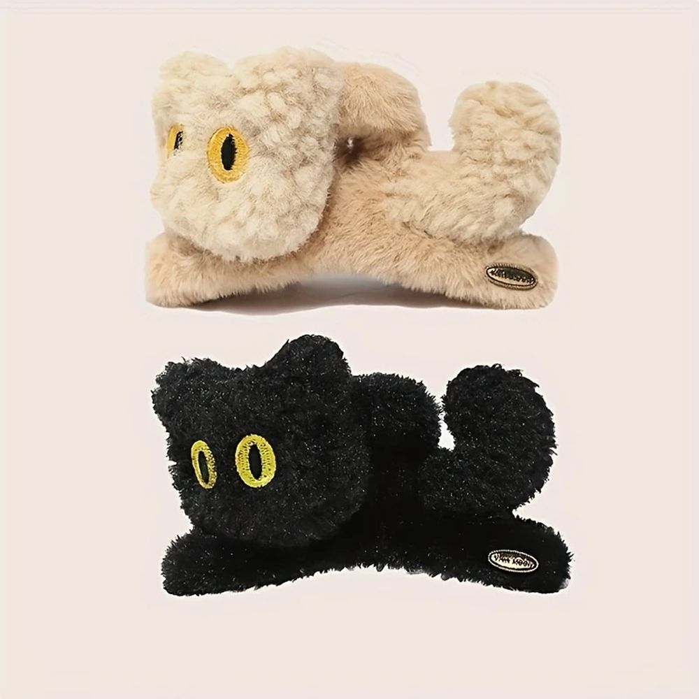 고양이 헤어집게핀 올림머리 집게핀 헤어핀 반묶음 헤어 클립 귀여운 고양이 캐릭터 집게 - 상세 이미지 3