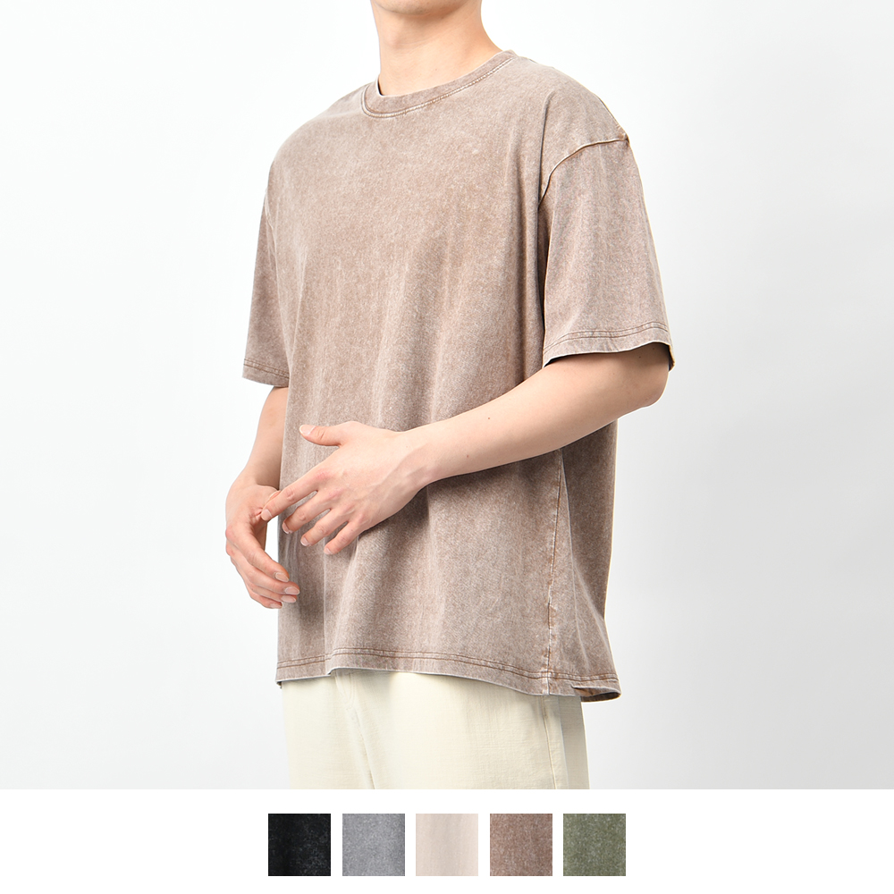 남자 반팔티 오버핏 피그먼트 여름 빅사이즈 라운드 면 티셔츠