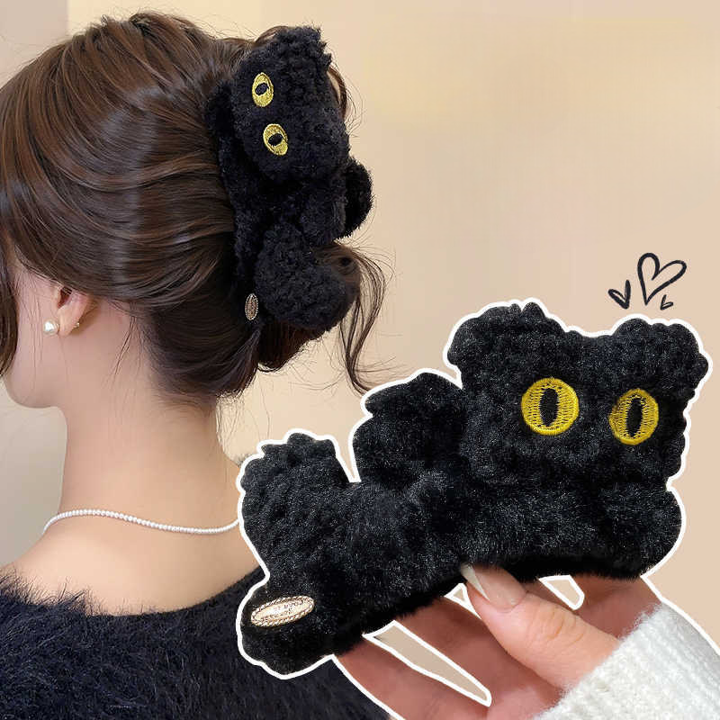 고양이 헤어집게핀 올림머리 집게핀 헤어핀 반묶음 헤어 클립 귀여운 고양이 캐릭터 집게 - 상품 이미지
