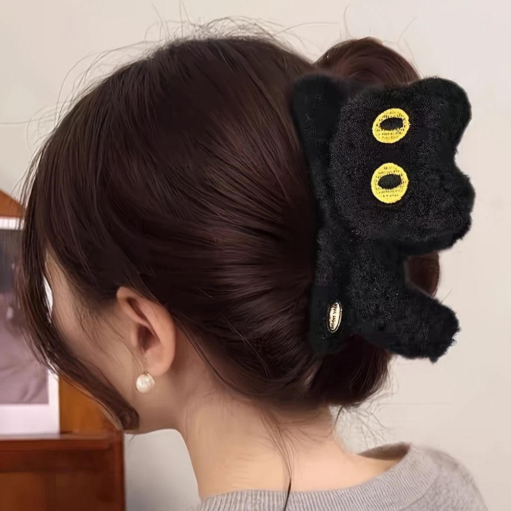 고양이 헤어집게핀 올림머리 집게핀 헤어핀 반묶음 헤어 클립 귀여운 고양이 캐릭터 집게 - 상세 이미지 2