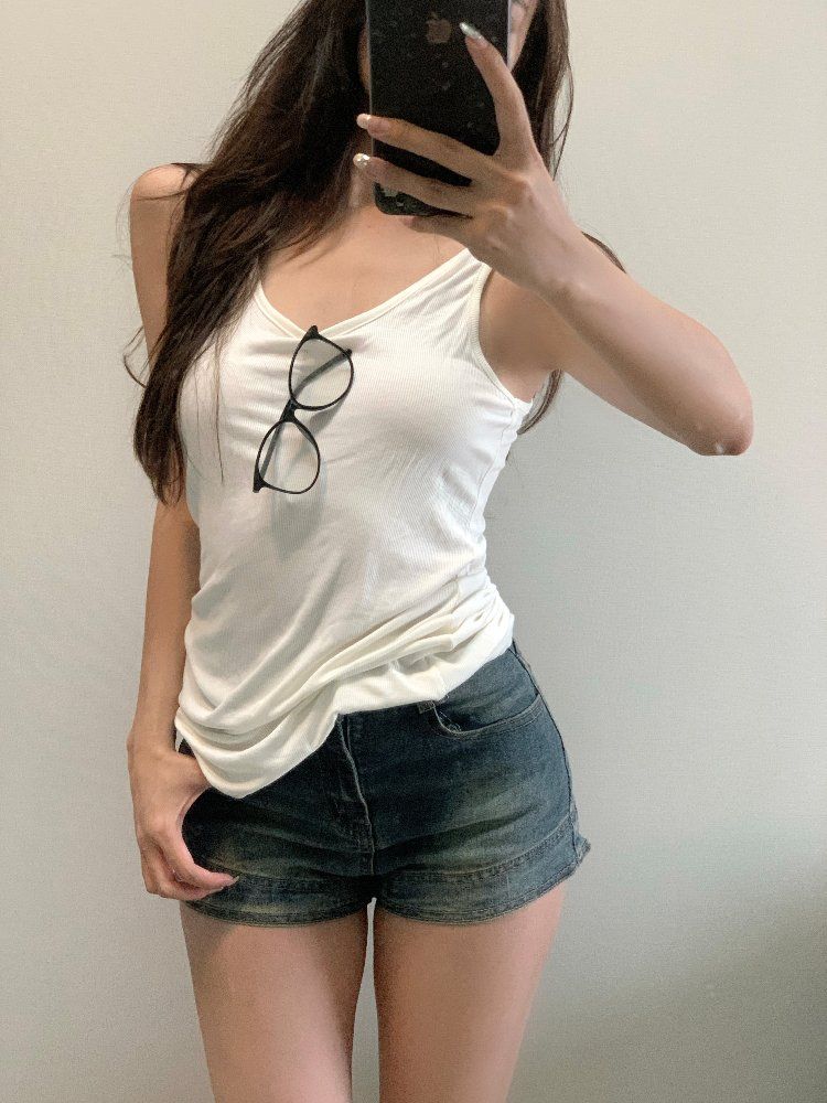 봄 여름 여성 하이웨이스트 슬림핏 데님 숏팬츠 빈티지워싱 핫팬츠 미니반바지 스판 청반바지 - 상세 이미지 3