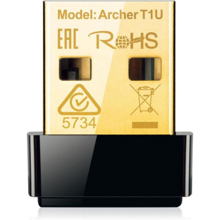 [해외]TP-Link Archer T1U AC450 나노 USB 무선 WiFi 네트워크 어댑터, Windows 및 Mac OS와 호환, 5GHz 전용, 검은색