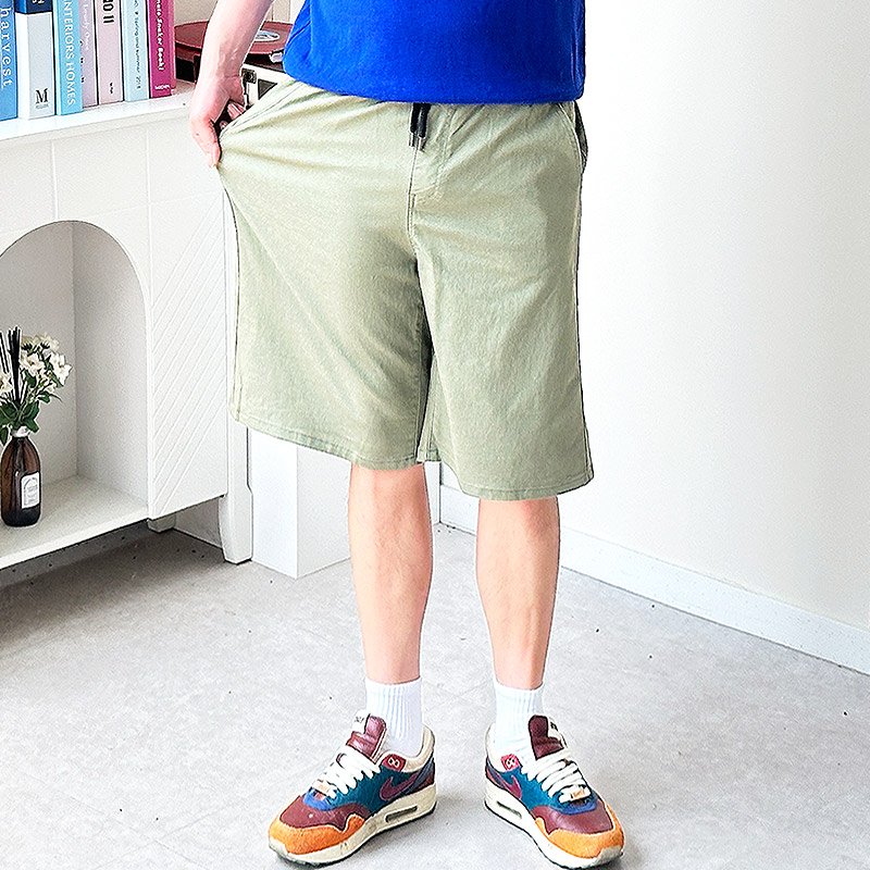 남자 버뮤다 코튼 스판 여름 밴딩 반바지 팬츠 - 상세 이미지 2