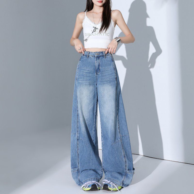 여성 2가지기장 와이드 텐셀 팬츠 봄 여름 하이웨이스트 루즈핏 쿨링 라이오셀 롱팬츠 면바지 - 상세 이미지 4