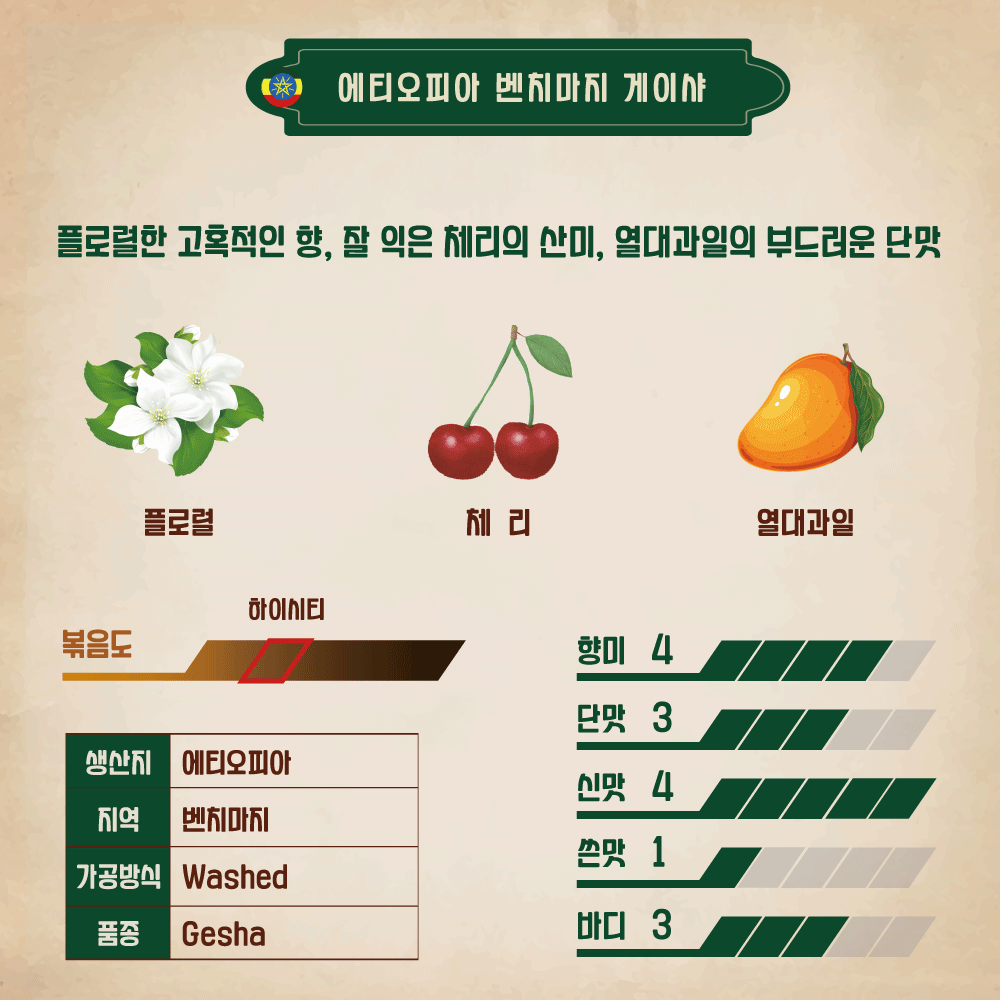 에티오피아 벤치마지 게이샤 원두 커피 싱글 스페셜티 아라비카 당일로스팅 홀빈 콩 200g - 상세 이미지 2