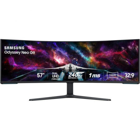 [해외]삼성 57인치 오디세이 네오 G9 시리즈 듀얼 4K UHD 1000R 커브드 게이밍 모니터, 240Hz, 1ms 디스플레이포트 2.1, 퀀텀 미니 LED, 디스플레이HDR