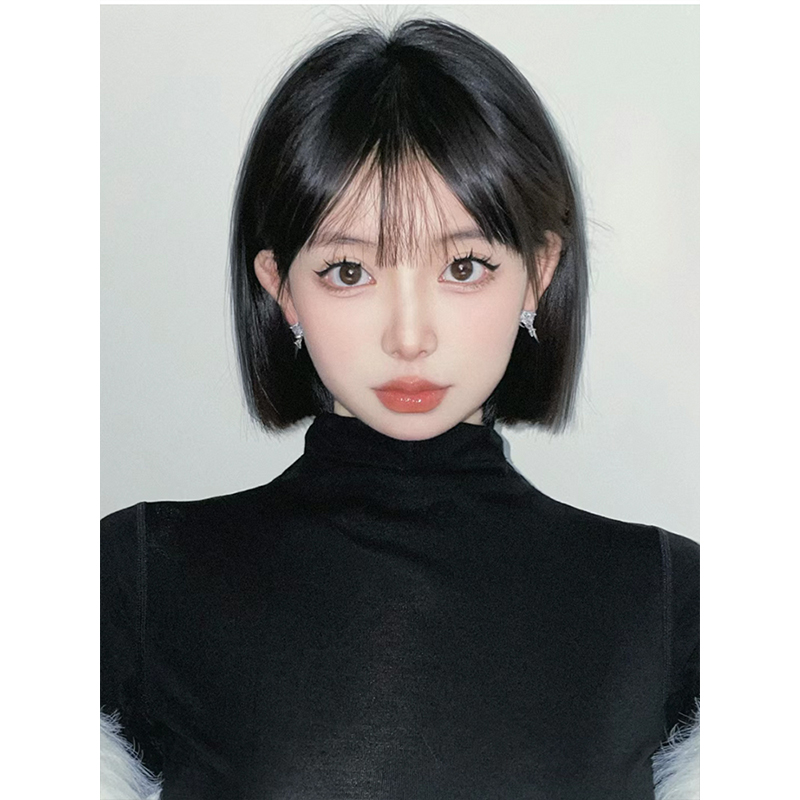 테슬컷 단발머리 가발 항암가발 패션 내추럴블랙 28cm - 상세 이미지 2