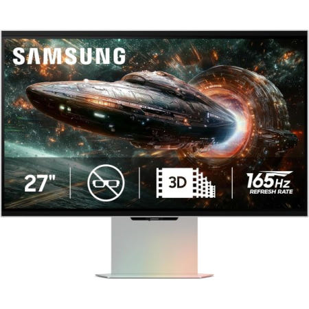 [해외]삼성 27인치 오디세이 3D G90XF, 4K, 165Hz, 게이밍 모니터, 1ms 응답 시간, AMD FreeSync™ 프리미엄, 인체공학적 스탠드, LS27FG900XN