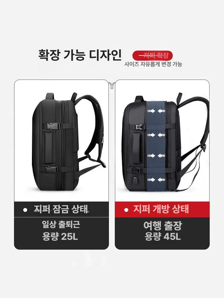 백팩 여행 배낭 남성 직장인가방 대용량 출장 노트북 가방 1.블랙 - 상세 이미지 2