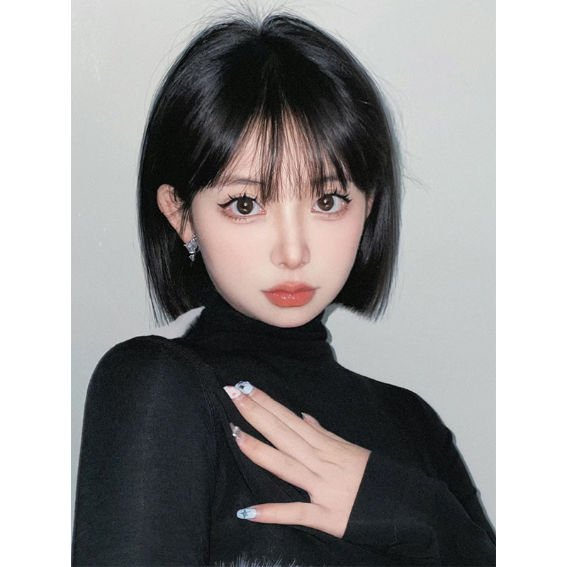 테슬컷 단발머리 가발 항암가발 패션 내추럴블랙 28cm - 상세 이미지 3