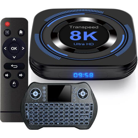 [해외]안드로이드 TV 박스 12.0 4GB 64GB - 8K HDR10 BT5.0 USB 3D 이더넷, 미니 백라이트 키보드 포함