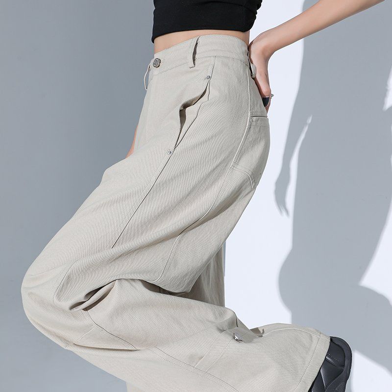 여성 2가지기장 와이드 텐셀 팬츠 봄 여름 하이웨이스트 루즈핏 쿨링 라이오셀 롱팬츠 면바지 - 상세 이미지 5