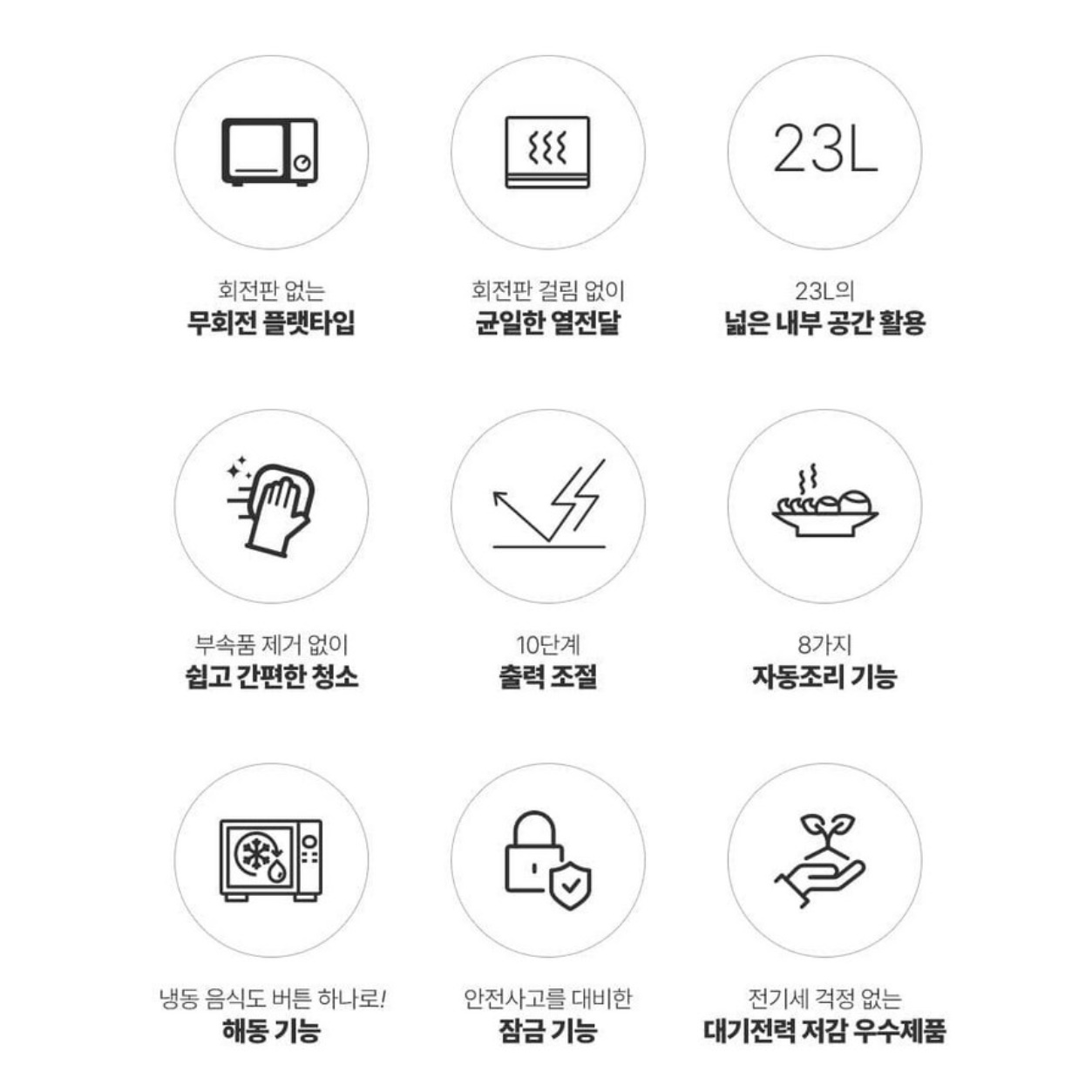 매직쉐프 버튼식 전자레인지 플랫 전자렌지 무회전 23L