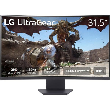 [해외]LG 32GS60QC-B 울트라기어 32인치 커브드 게이밍 모니터 QHD (2560x1440) 180Hz 1ms 1000R AMD 프리싱크 HDR10 HDRx2 디스플레이포