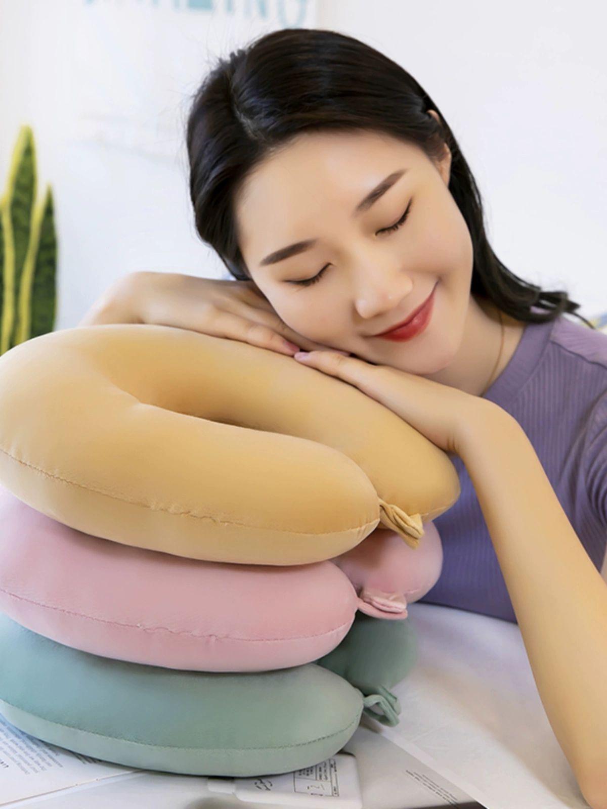 목베개 여행용 휴대 U자형 자동차 머리 척추 베개 목쿠션 1.일반형 메모리폼 그레이 - 상품 이미지