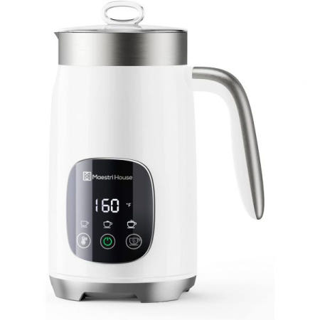 [해외]마에스트리 하우스 밀크 프로더, 가변 온도 및 거품 두께 듀얼 프로 400 프로더 스티머, 14.1OZ/400ML 스마트 터치 컨트롤 폼 메이커, 라떼용 메모리 기능, 따뜻