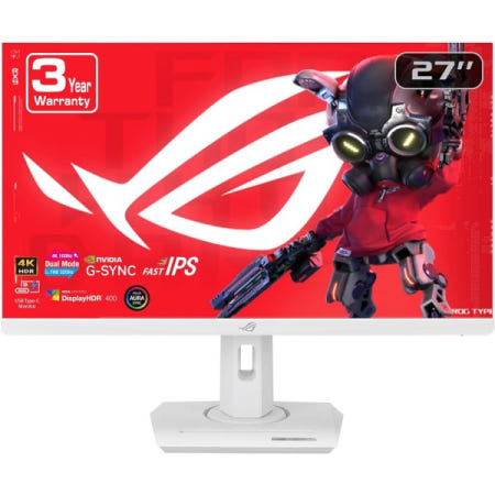 ASUS [해외]ASUS ROG Strix 27인치 4K HDR USB-C 게이밍 모니터(XG27UCG-W) - 흰색, UHD(3840x2160) 듀얼 모드(4K 160Hz 또는 FHD 3