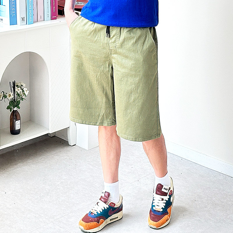 남자 버뮤다 코튼 스판 여름 밴딩 반바지 팬츠 - 상세 이미지 3