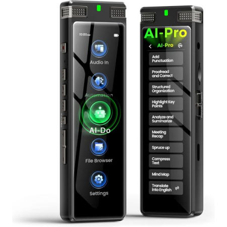 [해외]136GB AI 음성 녹음기, 재생 기능이 있는 TIMMKU 디지털 오프라인 전사 및 기술 기반 온라인 요약/마인드맵/번역 기반, 활성화 오디오 녹음기(블랙)