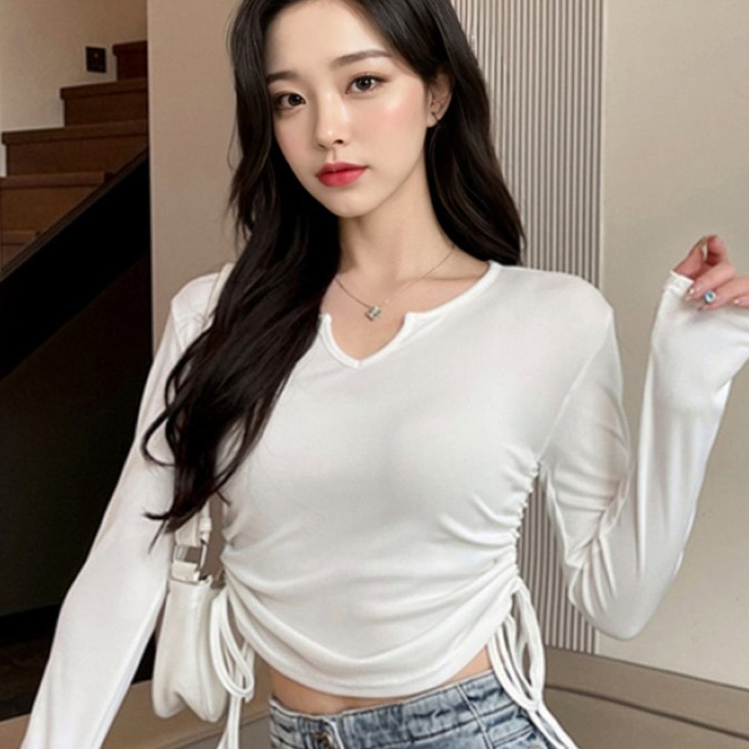 여성 여름용 티셔츠 여자 흰 핑크 색 티 셔츠 긴팔 쫄 원색 무지 쿨 쿨링 회색 검정색 - 상품 이미지