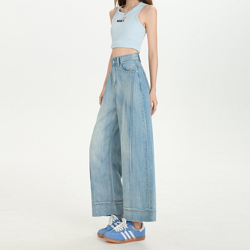 봄 여름 여성 하이웨이스트 루즈핏 와이드 팬츠 텐셀 라이오셀 쿨링 9부팬츠 데일리룩 면바지 - 상품 이미지